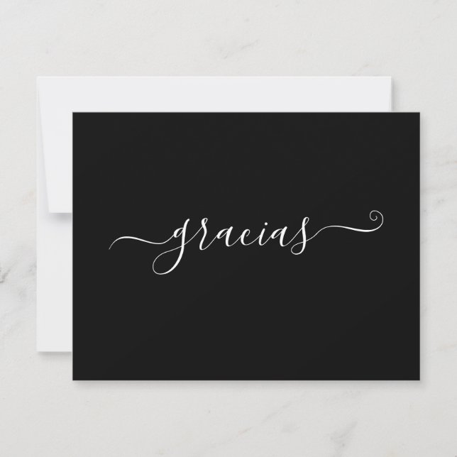 Modern Minimalist Black Gracias Thank You Card (Front)