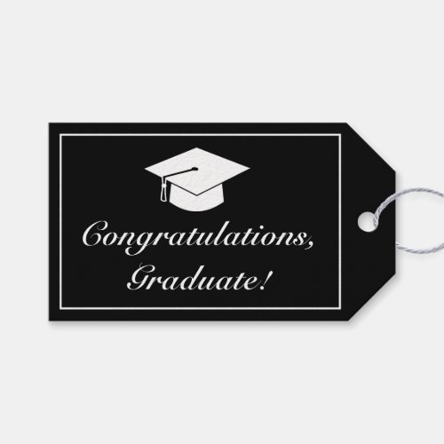 Modern Minimalist Black Graduation Congratulations Gift Tags
