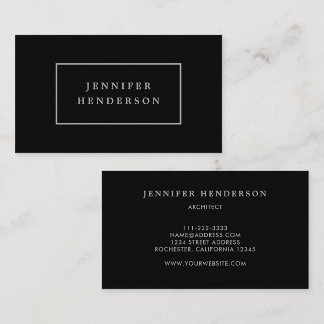 Modern minimalist black gray professional business card (Front/Back)