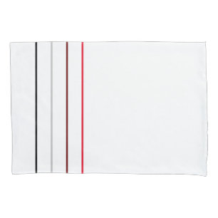 Modern Minimalist Black Grey Red Lines Pillow Case