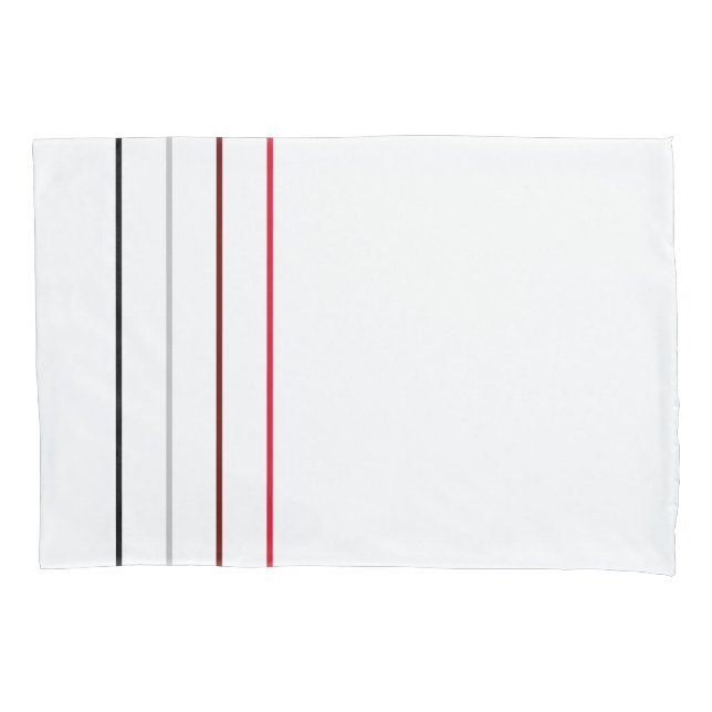 Modern Minimalist Black Grey Red Lines Pillow Case (Front-Left)