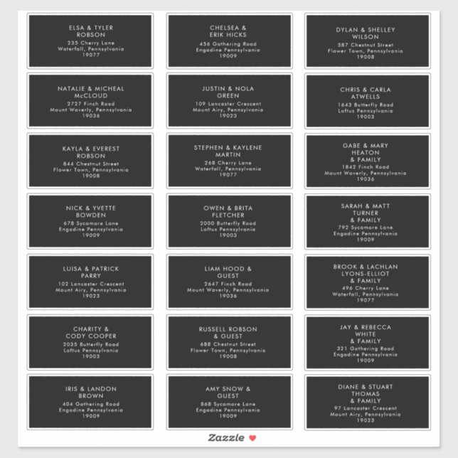 Modern Minimalist | Black Guest Address labels (Sheet)