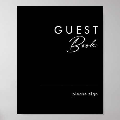 Modern Minimalist  Black Guest Book Sign