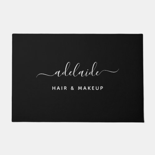 Modern Minimalist Black Hair Stylist Signature Doormat