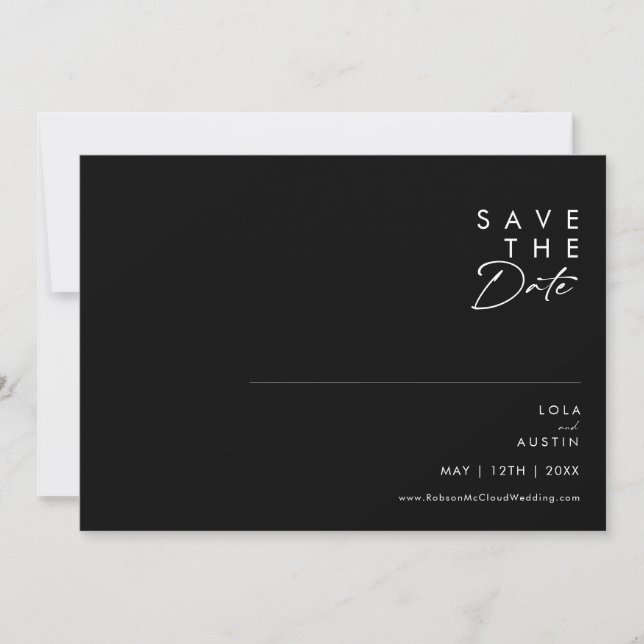 Modern Minimalist | Black Horizontal Save The Date (Front)