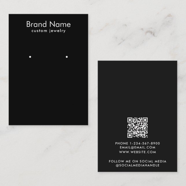 Modern Minimalist Black Jewelry Display Card (Front/Back)