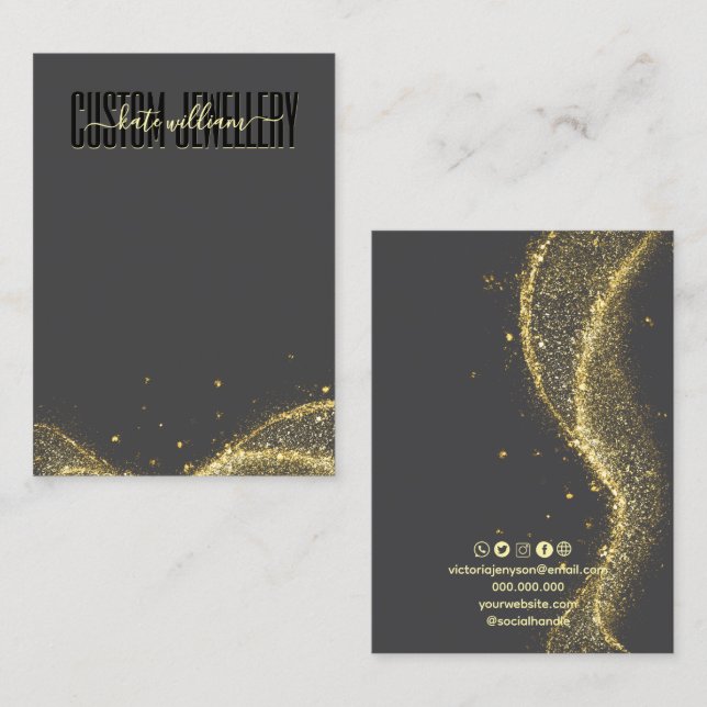 Modern Minimalist  black jewelry display card (Front/Back)