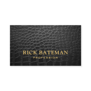 Modern Minimalist Black Leather Alligator Business Card