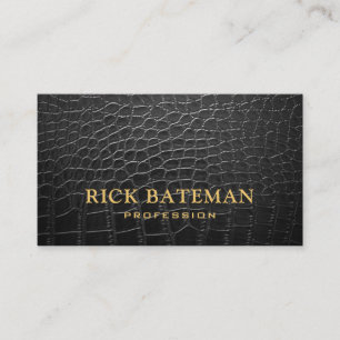 Modern Minimalist Black Leather Alligator Business Card