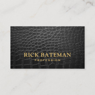 Modern Minimalist Black Leather Alligator Business Card