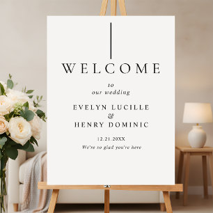 Modern Minimalist Black Line Wedding Welcome Sign