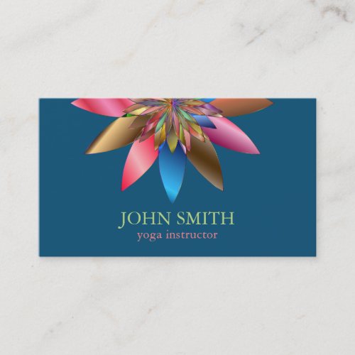 Modern Minimalist Black Lotus Yoga Instructor Business Card