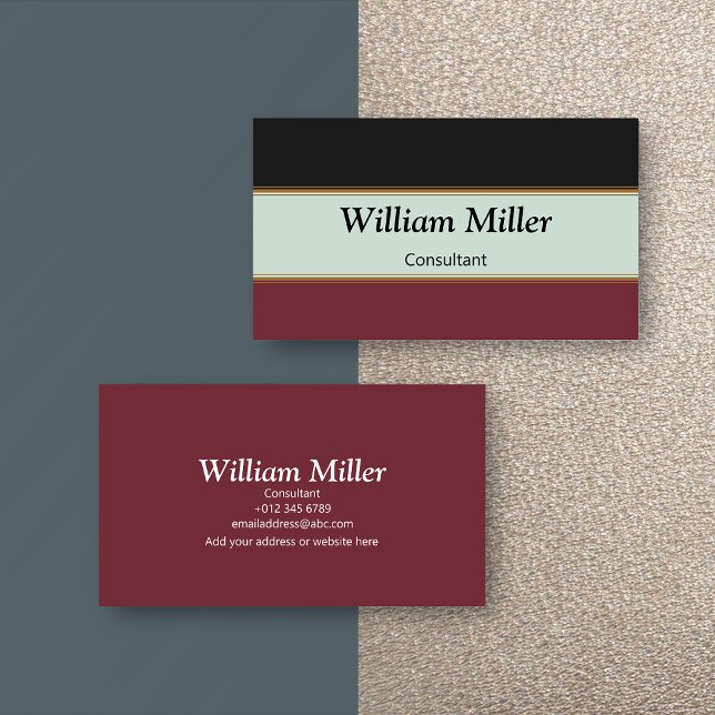 Modern Minimalist Black Maroon Stripes Business Card (Creator Uploaded)