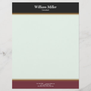 Modern Minimalist Black Maroon Stripes Letterhead