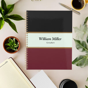 Modern Minimalist Black Maroon Stripes Planner