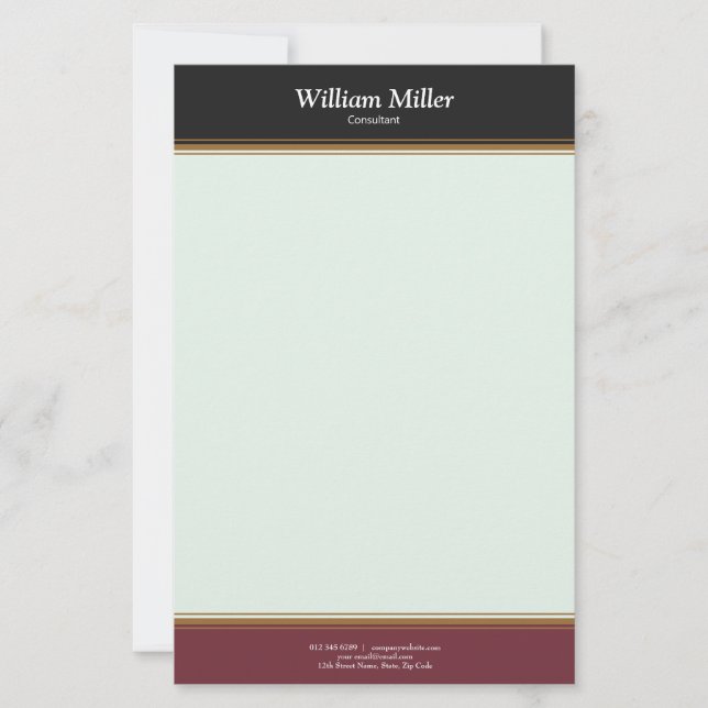 Modern Minimalist Black Maroon Stripes Stationery (Front)