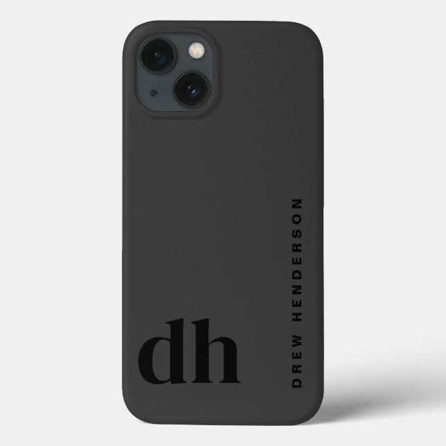 Modern Minimalist Black Monogram  Case-Mate iPhone Case (Back)