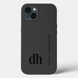 Modern Minimalist Black Monogram iPhone 13 Case