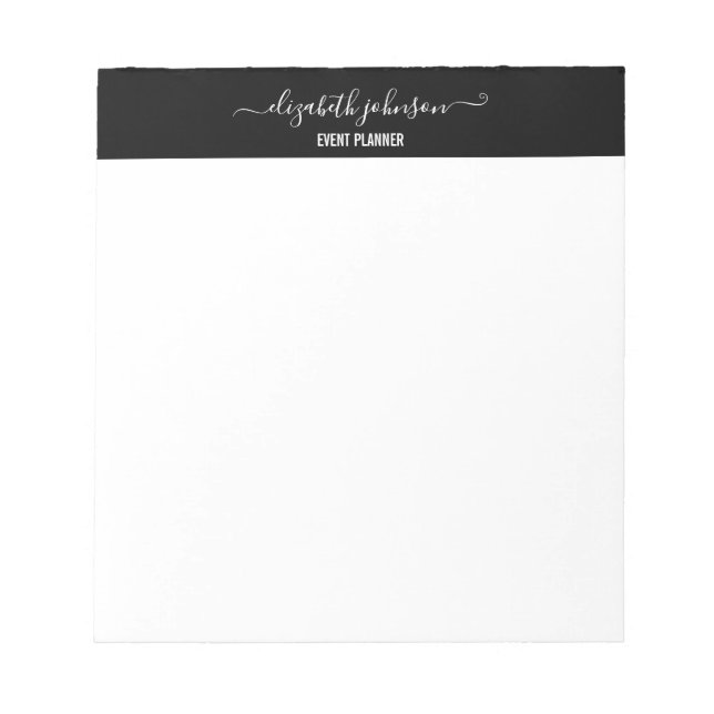 Modern Minimalist Black Notepad (Front)