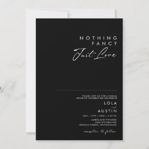 Modern Minimalist Black Nothing Fancy Wedding Invitation