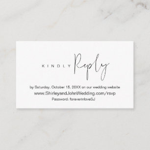 Modern Minimalist, Black, Online Website RSVP Enclosure Card