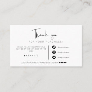 Modern minimalist black order thank you business business card