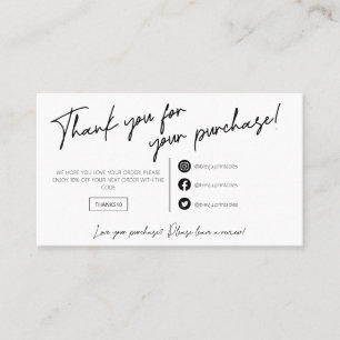 Modern minimalist black order thank you business card