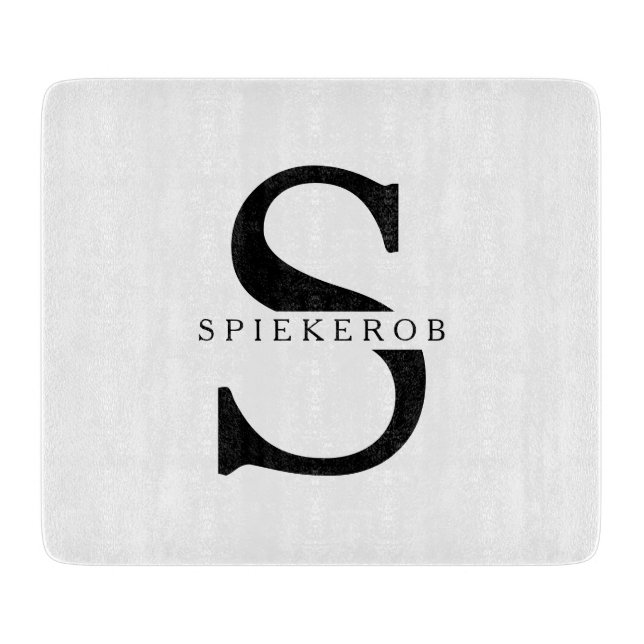 Modern Minimalist Black Personalized Name Cutting Board (Front)