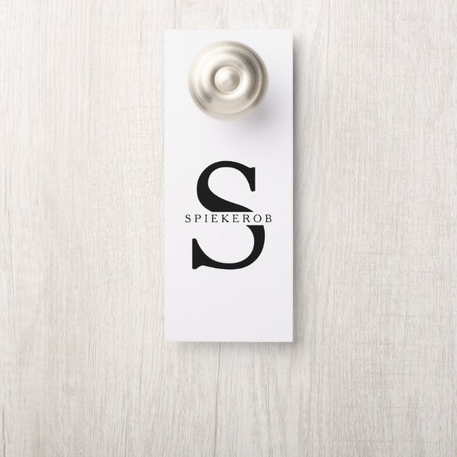 Modern Minimalist Black Personalized Name Door Hanger (On Knob)