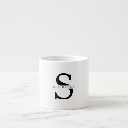 Modern Minimalist Black Personalized Name Espresso Cup