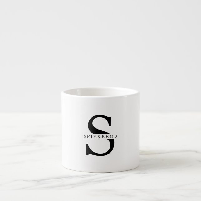 Modern Minimalist Black Personalized Name Espresso Cup (Front)