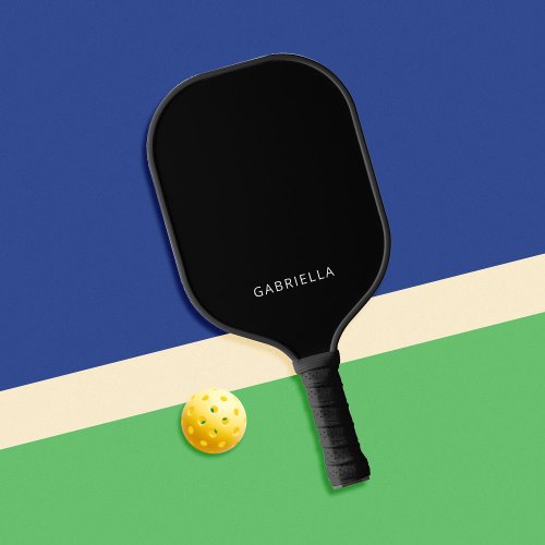 Modern Minimalist Black Personalized Name Pickleball Paddle