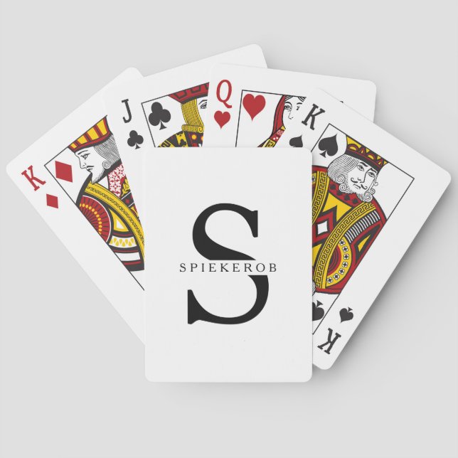 Modern Minimalist Black Personalized Name Poker Cards (Back)