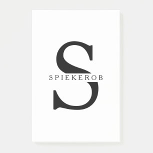 Modern Minimalist Black Personalized Name Post-it Notes