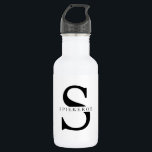 Modern Minimalist Black Personalized Name Stainless Steel Water Bottle<br><div class="desc">Modern Minimalist Black Personalized Name</div>
