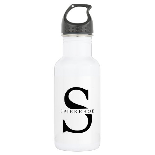 Modern Minimalist Black Personalized Name Stainless Steel Water Bottle