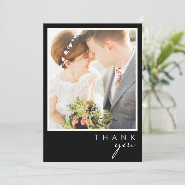 Modern Minimalist | Black Photo In A Frame Thank You Card | Zazzle