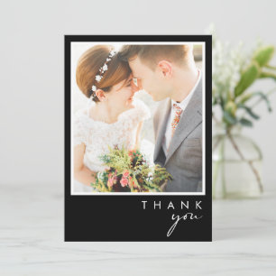 Modern Minimalist   Black Photo In A Frame Thank You Card