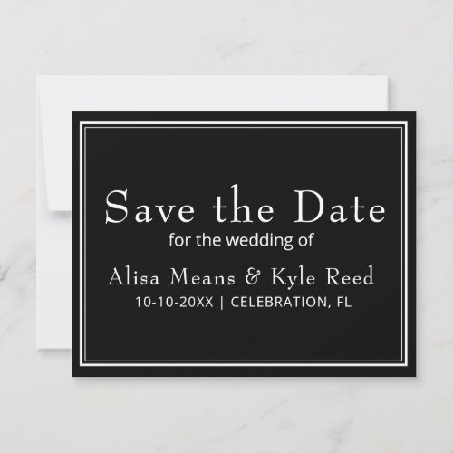 Modern Minimalist Black Photo Save the Date