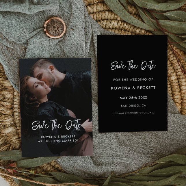 Modern minimalist black photo save the date (Creator Uploaded)