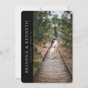 Modern Minimalist Black Photo Save the Date Invitation