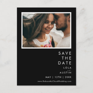 Modern Minimalist   Black Photo Save The Date Invitation Postcard