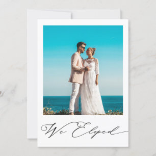 Modern Minimalist Black Photo Wedding Elopement Announcement