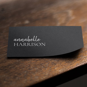 Modern Minimalist   Black Professional Script Business Card