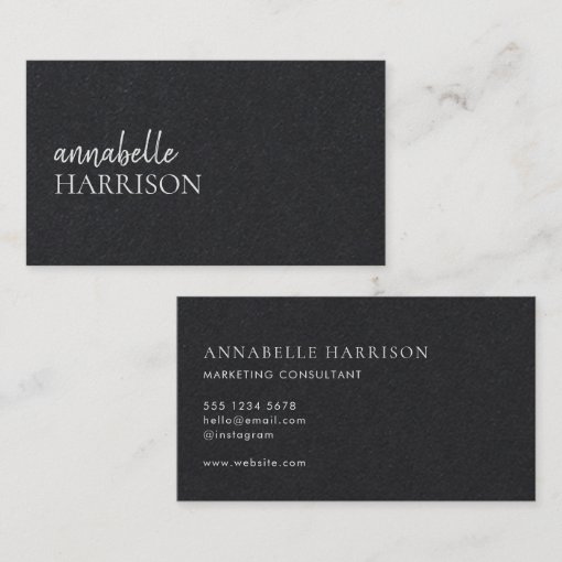 Modern Minimalist | Black Professional Script Business Card | Zazzle