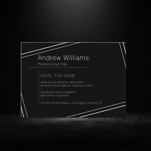 Modern Minimalist Black Professional Simple Business Card (Creator Uploaded)