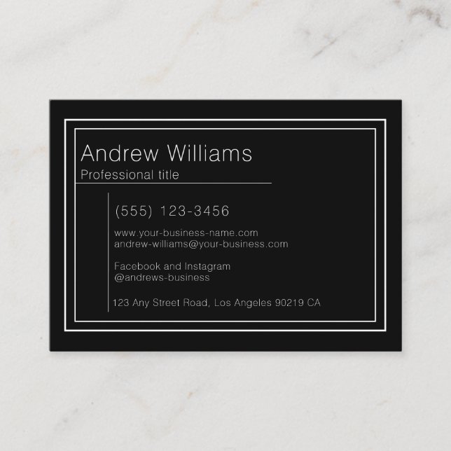 Modern Minimalist Black Professional Simple Business Card (Front)