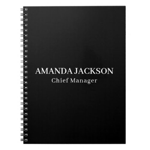 Modern Minimalist Black Professional Trendy Notebook