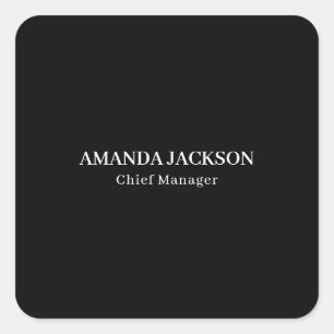 Modern Minimalist Black Professional Trendy Square Sticker