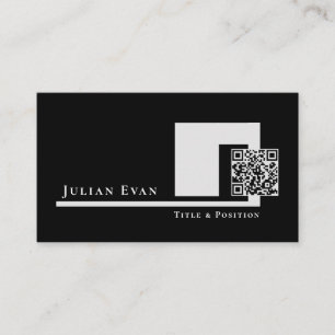 Modern Minimalist Black QR Code Business Card